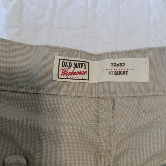 Old Navy Workwear Cargo Pants 32x32 Straight NWT Light Khaki 100% Cotton - Picture 7 of 11